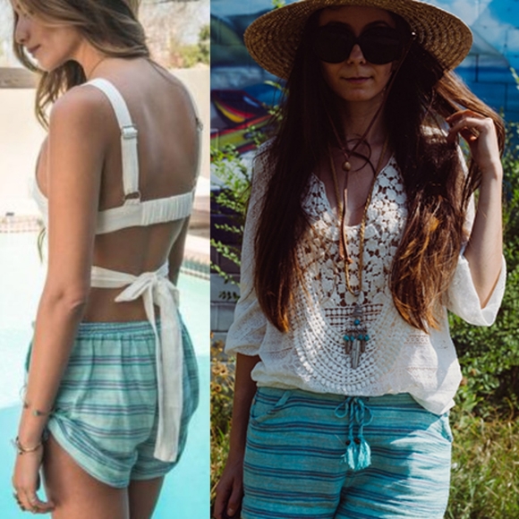 New spell designs island boho shorts turquoise XS - Picture 4 of 10